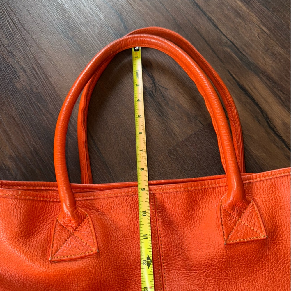 Crate&Barrel Orange Leather Tote Bag - Picture 11 of 11
